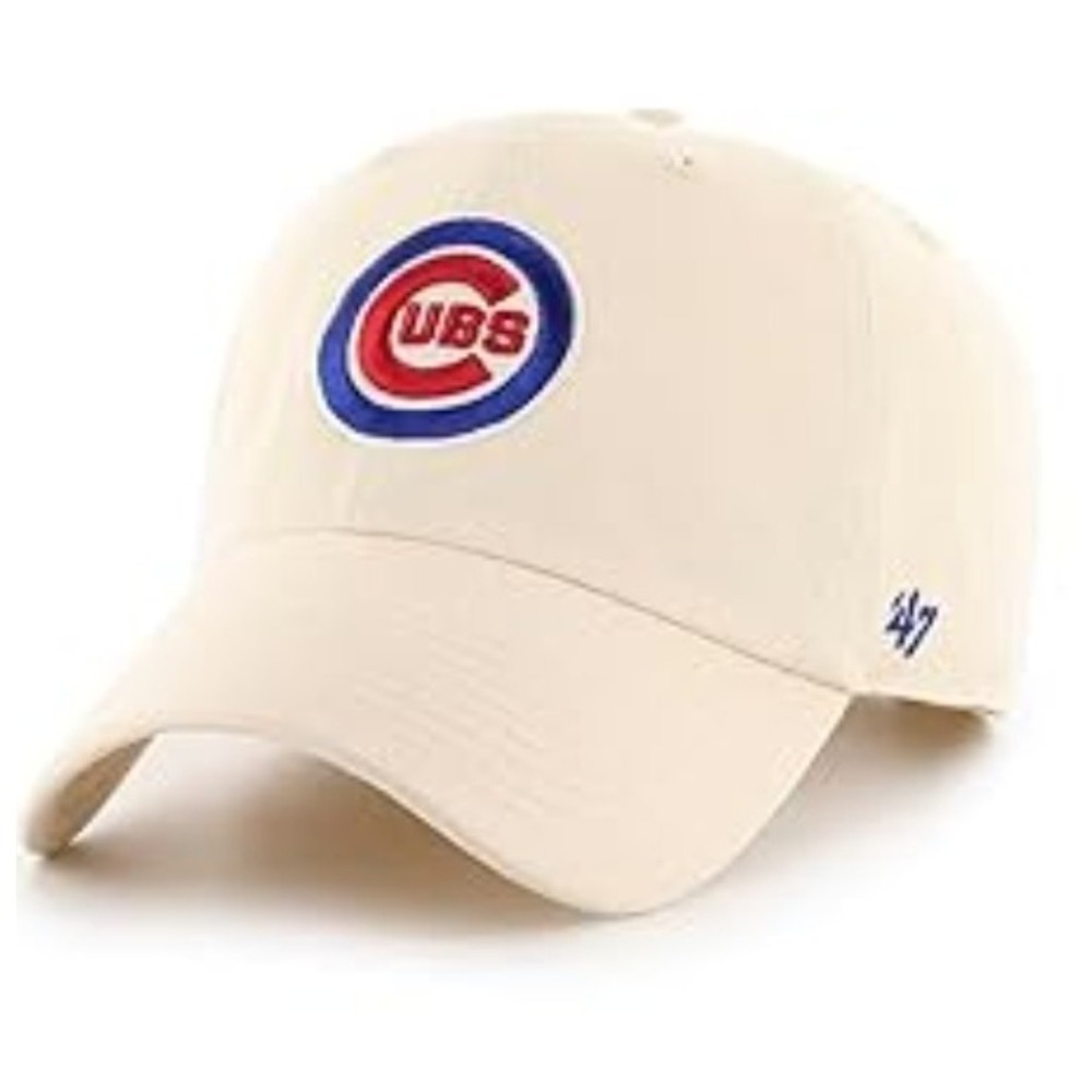 Chicago Cubs: '47 Brand MLB Adjustable MVP/Clean Up Hat Cap Off White/Tan